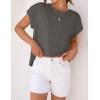 imageZESICA Womens Summer Cap Sleeve Crewneck Crop Tops Casual Loose Striped TShirts Basic TeesDarkgrey