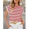 imageZESICA Womens Summer Cap Sleeve Crewneck Crop Tops Casual Loose Striped TShirts Basic TeesFreshred