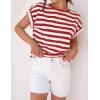 imageZESICA Womens Summer Cap Sleeve Crewneck Crop Tops Casual Loose Striped TShirts Basic TeesFreshred