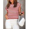imageZESICA Womens Summer Cap Sleeve Crewneck Crop Tops Casual Loose Striped TShirts Basic TeesFreshred