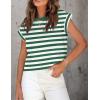 imageZESICA Womens Summer Cap Sleeve Crewneck Crop Tops Casual Loose Striped TShirts Basic TeesGreen