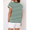 imageZESICA Womens Summer Cap Sleeve Crewneck Crop Tops Casual Loose Striped TShirts Basic TeesGreen