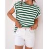 imageZESICA Womens Summer Cap Sleeve Crewneck Crop Tops Casual Loose Striped TShirts Basic TeesGreen