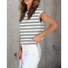 imageZESICA Womens Summer Cap Sleeve Crewneck Crop Tops Casual Loose Striped TShirts Basic TeesGrey