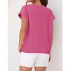 imageZESICA Womens Summer Cap Sleeve Crewneck Crop Tops Casual Loose Striped TShirts Basic TeesHotpink