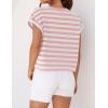 imageZESICA Womens Summer Cap Sleeve Crewneck Crop Tops Casual Loose Striped TShirts Basic TeesPink