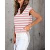 imageZESICA Womens Summer Cap Sleeve Crewneck Crop Tops Casual Loose Striped TShirts Basic TeesPink