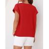 imageZESICA Womens Summer Cap Sleeve Crewneck Crop Tops Casual Loose Striped TShirts Basic TeesRed