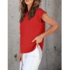 imageZESICA Womens Summer Cap Sleeve Crewneck Crop Tops Casual Loose Striped TShirts Basic TeesRed