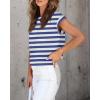 imageZESICA Womens Summer Cap Sleeve Crewneck Crop Tops Casual Loose Striped TShirts Basic TeesRoyalblue