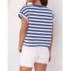 imageZESICA Womens Summer Cap Sleeve Crewneck Crop Tops Casual Loose Striped TShirts Basic TeesRoyalblue
