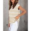 imageZESICA Womens Summer Cap Sleeve Crewneck Crop Tops Casual Loose Striped TShirts Basic TeesToffee