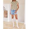 imageZESICA Womens Summer Floral Knit Tops Cap Sleeve Crew Neck Casual Comfy Sweaters 2025 Trendy Clothes OutfitsApricot