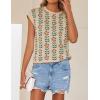 imageZESICA Womens Summer Floral Knit Tops Cap Sleeve Crew Neck Casual Comfy Sweaters 2025 Trendy Clothes OutfitsApricot