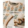 imageZESICA Womens Summer Floral Knit Tops Cap Sleeve Crew Neck Casual Comfy Sweaters 2025 Trendy Clothes OutfitsApricot