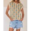 imageZESICA Womens Summer Floral Knit Tops Cap Sleeve Crew Neck Casual Comfy Sweaters 2025 Trendy Clothes OutfitsApricot