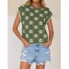 imageZESICA Womens Summer Floral Knit Tops Cap Sleeve Crew Neck Casual Comfy Sweaters 2025 Trendy Clothes OutfitsDustygreen