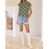 imageZESICA Womens Summer Floral Knit Tops Cap Sleeve Crew Neck Casual Comfy Sweaters 2025 Trendy Clothes OutfitsDustygreen