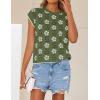 imageZESICA Womens Summer Floral Knit Tops Cap Sleeve Crew Neck Casual Comfy Sweaters 2025 Trendy Clothes OutfitsDustygreen