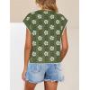 imageZESICA Womens Summer Floral Knit Tops Cap Sleeve Crew Neck Casual Comfy Sweaters 2025 Trendy Clothes OutfitsDustygreen
