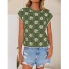 imageZESICA Womens Summer Floral Knit Tops Cap Sleeve Crew Neck Casual Comfy Sweaters 2025 Trendy Clothes OutfitsDustygreen
