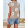 imageZESICA Womens Summer Floral Knit Tops Cap Sleeve Crew Neck Casual Comfy Sweaters 2025 Trendy Clothes OutfitsKhaki