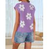 imageZESICA Womens Summer Floral Knit Tops Cap Sleeve Crew Neck Casual Comfy Sweaters 2025 Trendy Clothes OutfitsPurple