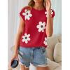 imageZESICA Womens Summer Floral Knit Tops Cap Sleeve Crew Neck Casual Comfy Sweaters 2025 Trendy Clothes OutfitsRed