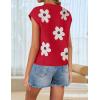 imageZESICA Womens Summer Floral Knit Tops Cap Sleeve Crew Neck Casual Comfy Sweaters 2025 Trendy Clothes OutfitsRed