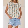 imageZESICA Womens Summer Floral Knit Tops Cap Sleeve Crew Neck Casual Comfy Sweaters 2025 Trendy Clothes OutfitsWhite