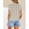 imageZESICA Womens Summer Floral Knit Tops Cap Sleeve Crew Neck Casual Comfy Sweaters 2025 Trendy Clothes OutfitsWhite