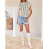 imageZESICA Womens Summer Floral Knit Tops Cap Sleeve Crew Neck Casual Comfy Sweaters 2025 Trendy Clothes OutfitsWhite