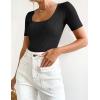 imageZESICA Womens 2025 Short Sleeve Square Neck T Shirts Slim Fitted Summer Ribbed Knit Basic Casual Tee TopsBlack