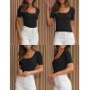 imageZESICA Womens 2025 Short Sleeve Square Neck T Shirts Slim Fitted Summer Ribbed Knit Basic Casual Tee TopsBlack