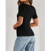imageZESICA Womens 2025 Short Sleeve Square Neck T Shirts Slim Fitted Summer Ribbed Knit Basic Casual Tee TopsBlack