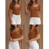 imageZESICA Womens 2025 Short Sleeve Square Neck T Shirts Slim Fitted Summer Ribbed Knit Basic Casual Tee TopsBrown