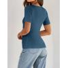 imageZESICA Womens 2025 Short Sleeve Square Neck T Shirts Slim Fitted Summer Ribbed Knit Basic Casual Tee TopsDarkblue
