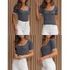 imageZESICA Womens 2025 Short Sleeve Square Neck T Shirts Slim Fitted Summer Ribbed Knit Basic Casual Tee TopsDarkgrey