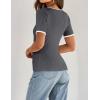 imageZESICA Womens 2025 Short Sleeve Square Neck T Shirts Slim Fitted Summer Ribbed Knit Basic Casual Tee TopsDarkgrey
