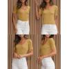 imageZESICA Womens 2025 Short Sleeve Square Neck T Shirts Slim Fitted Summer Ribbed Knit Basic Casual Tee TopsGinger
