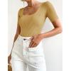 imageZESICA Womens 2025 Short Sleeve Square Neck T Shirts Slim Fitted Summer Ribbed Knit Basic Casual Tee TopsGinger