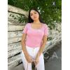 imageZESICA Womens 2025 Short Sleeve Square Neck T Shirts Slim Fitted Summer Ribbed Knit Basic Casual Tee TopsHotpink