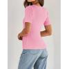 imageZESICA Womens 2025 Short Sleeve Square Neck T Shirts Slim Fitted Summer Ribbed Knit Basic Casual Tee TopsHotpink
