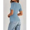 imageZESICA Womens 2025 Short Sleeve Square Neck T Shirts Slim Fitted Summer Ribbed Knit Basic Casual Tee TopsLightblue
