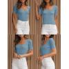 imageZESICA Womens 2025 Short Sleeve Square Neck T Shirts Slim Fitted Summer Ribbed Knit Basic Casual Tee TopsLightblue