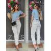 imageZESICA Womens 2025 Short Sleeve Square Neck T Shirts Slim Fitted Summer Ribbed Knit Basic Casual Tee TopsLightblue