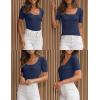imageZESICA Womens 2025 Short Sleeve Square Neck T Shirts Slim Fitted Summer Ribbed Knit Basic Casual Tee TopsNavy