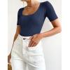 imageZESICA Womens 2025 Short Sleeve Square Neck T Shirts Slim Fitted Summer Ribbed Knit Basic Casual Tee TopsNavy