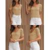 imageZESICA Womens 2025 Short Sleeve Square Neck T Shirts Slim Fitted Summer Ribbed Knit Basic Casual Tee TopsNude