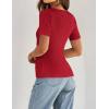 imageZESICA Womens 2025 Short Sleeve Square Neck T Shirts Slim Fitted Summer Ribbed Knit Basic Casual Tee TopsRed